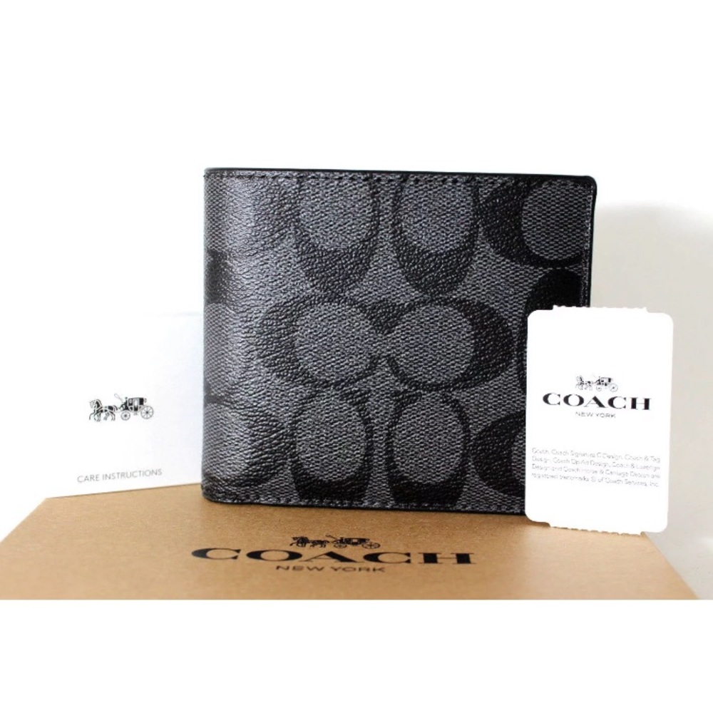 Coach Men’s Double Billfold Signature PVC Wallet